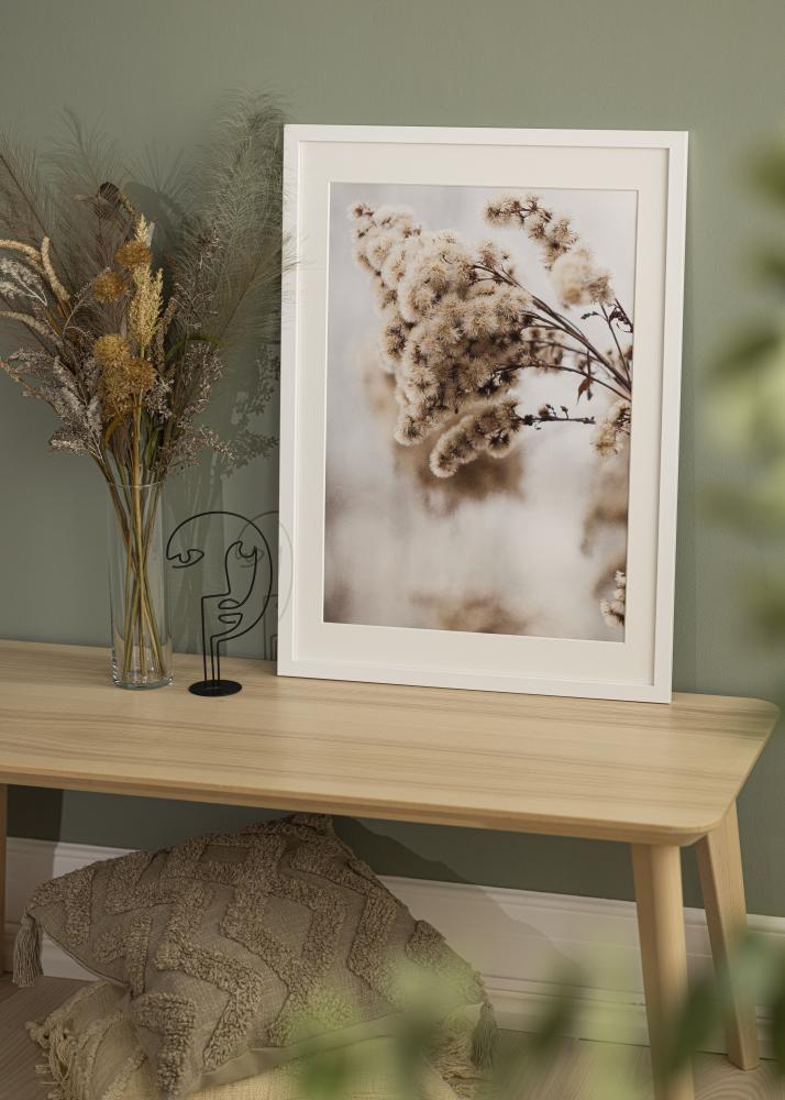 Moldura White Wood 40x100 cm - Passe-partout Branco 30x91 cm