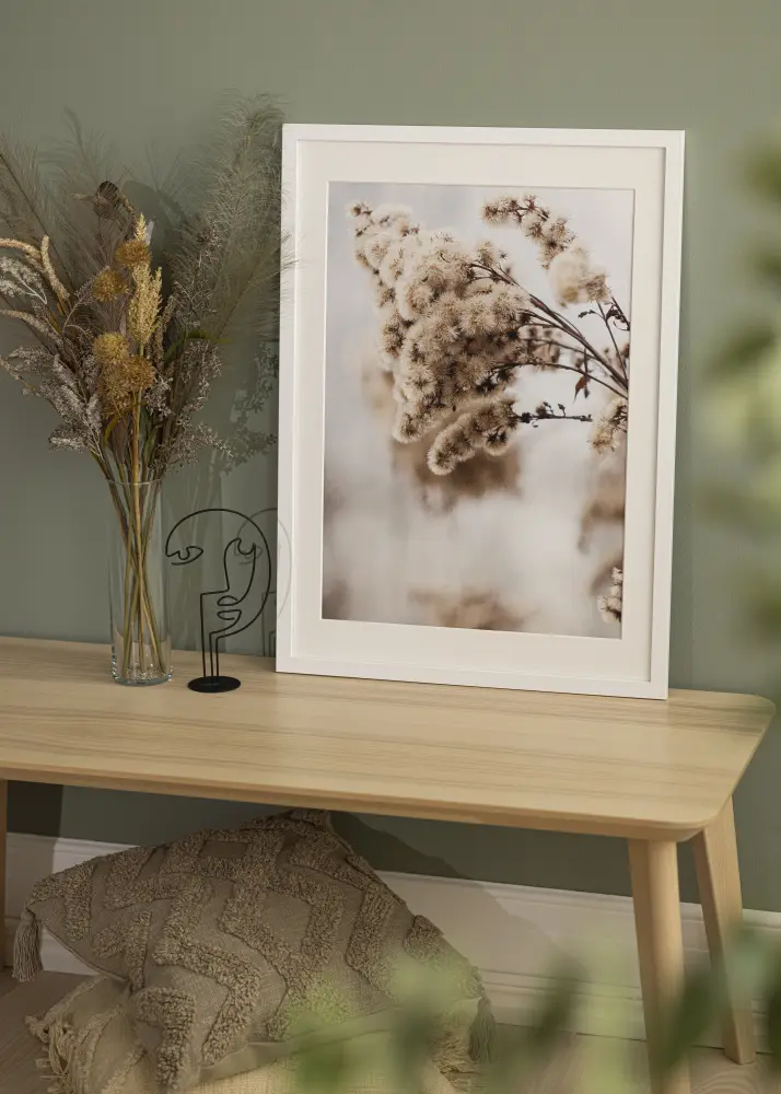 Moldura White Wood 50x70 cm - Passe-partout Branco 33x56 cm