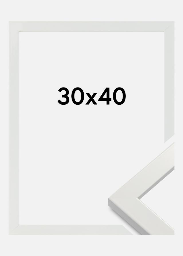 Moldura White Wood Glossy Vidro acrílico 30x40 cm