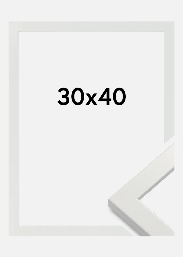 Moldura White Wood Glossy Vidro acrílico 30x40 cm