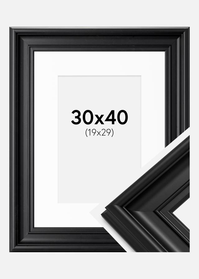 Moldura Mora Premium Preto 30x40 cm - Passe-partout Branco 20x30 cm