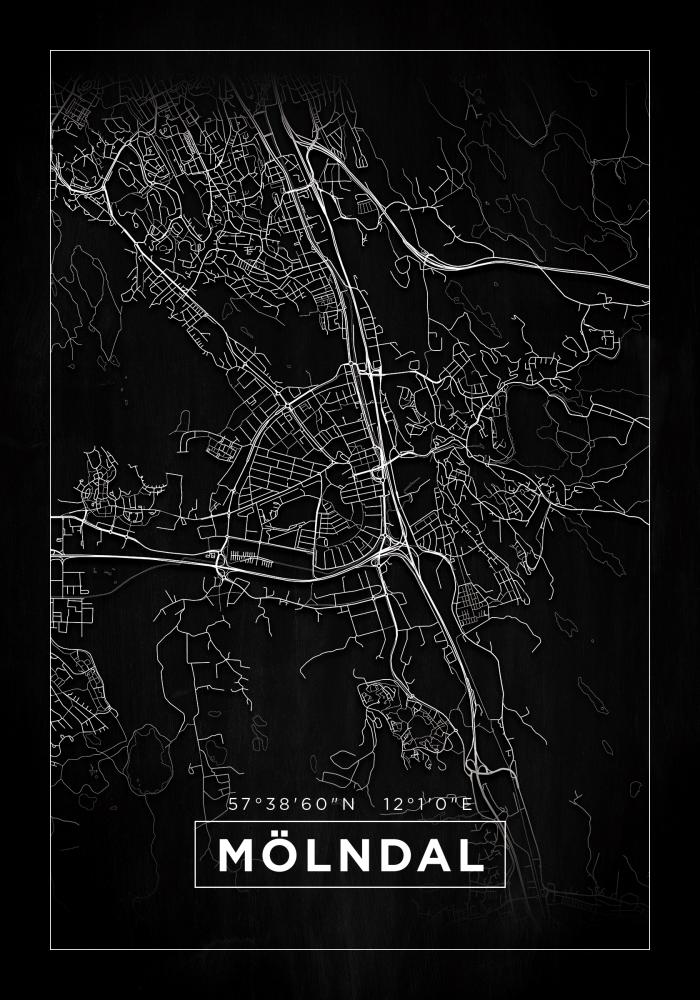 Mapa - Mölndal - Cartaz Preto