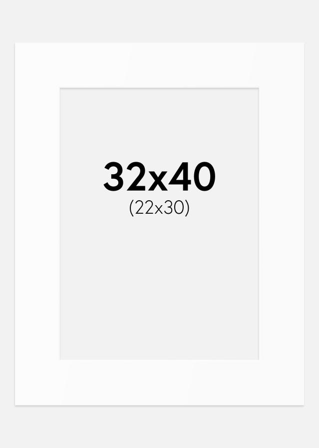 Passe-partout Branco Padrão (Bordo interior branco) 32x40 cm (22x30)