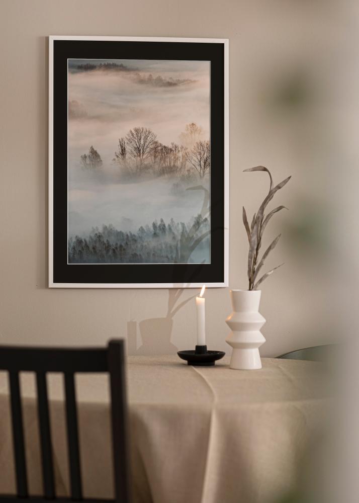 Moldura Kaspar Branco 40x60 cm - Passe-partout Preto 30x50 cm