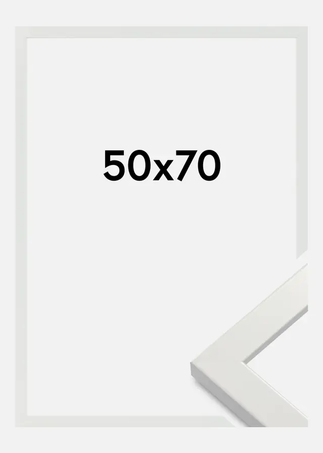 Moldura White Wood Glossy Vidro acrílico 50x70 cm