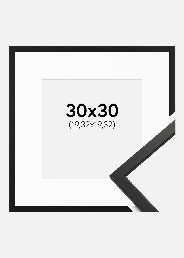 Moldura Edsbyn Preto 30x30 cm - Passe-partout Branco 8x8 inches