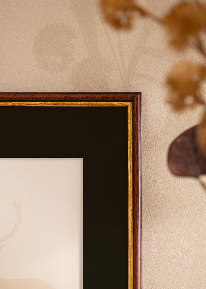 Moldura Horndal Castanho 50x60 cm - Passe-partout Preto 14x18 inches