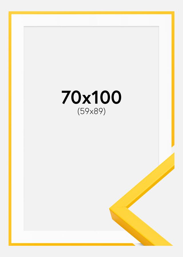 Moldura E-Line Amarelo 70x100 cm - Passe-partout Branco 60x90 cm