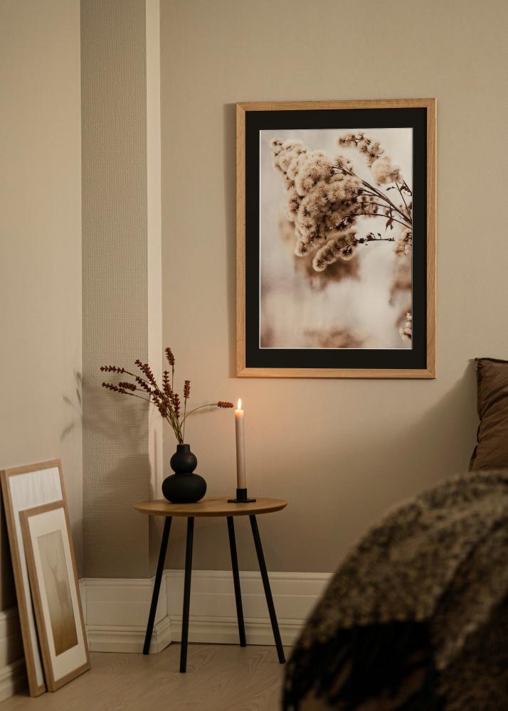 Moldura Trendline Carvalho 30x40 cm - Passe-partout Preto 20x28 cm