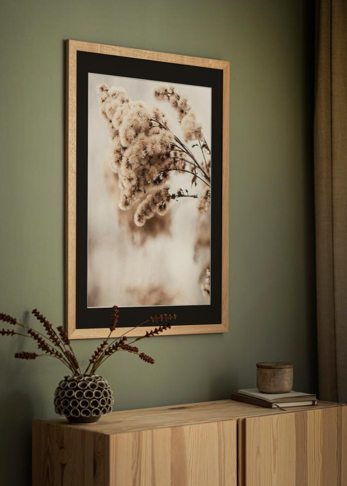 Moldura Trendline Carvalho 30x40 cm - Passe-partout Preto 20x28 cm