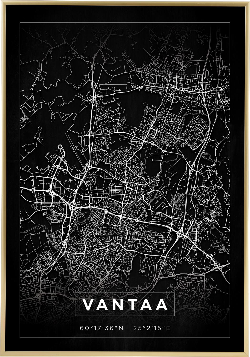 Product Image for Mapa - Vantaa - Cartaz Preto (21x29.7 cm (A4))