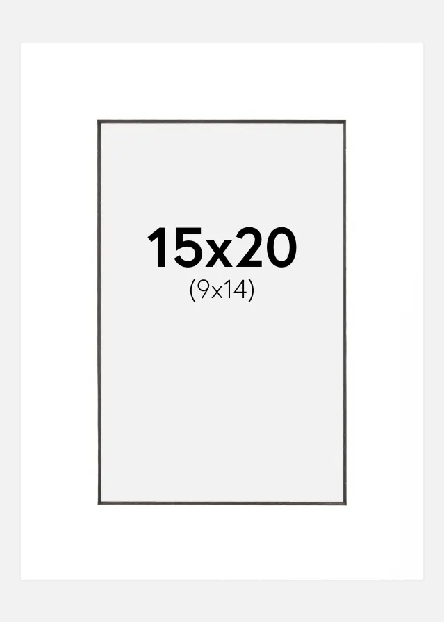 Passe-partout Branco (Bordo interior preto) 15x20 cm (9x14 cm)