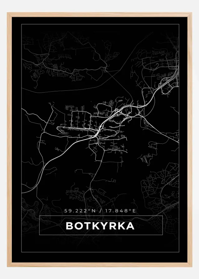 Mapa - Botkyrka - Cartaz Preto