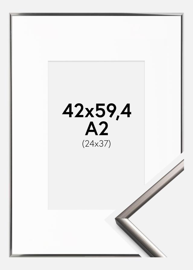 Moldura New Lifestyle Aço 42x59,4 cm (A2) - Passe-partout Branco 25x38 cm