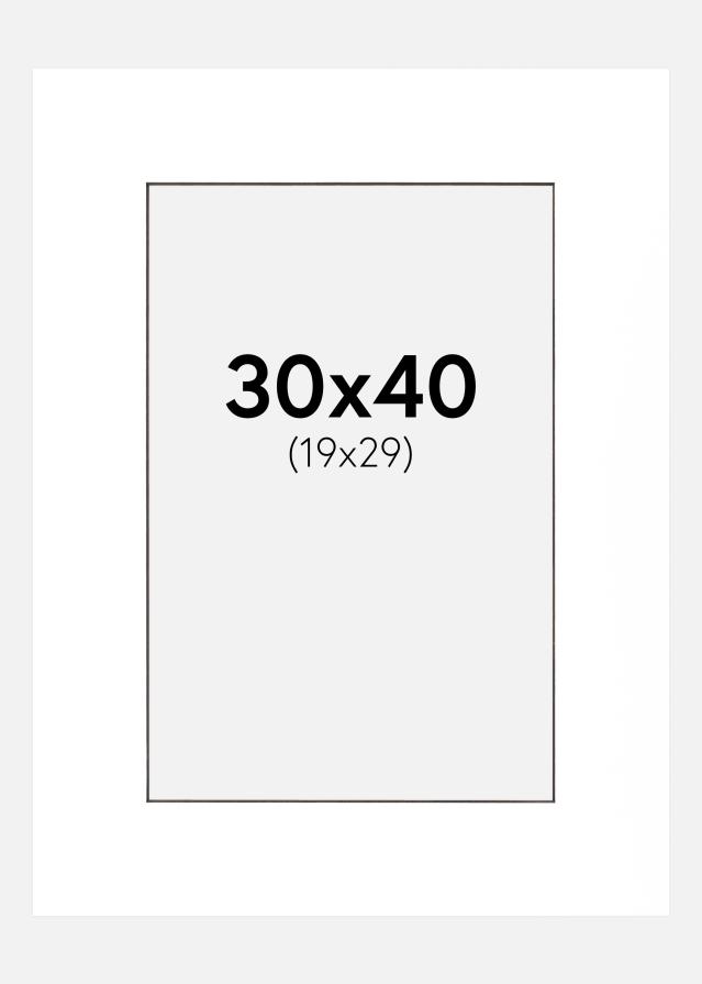 Passe-partout Branco (Bordo interior preto) 30x40 cm (19x29 cm)