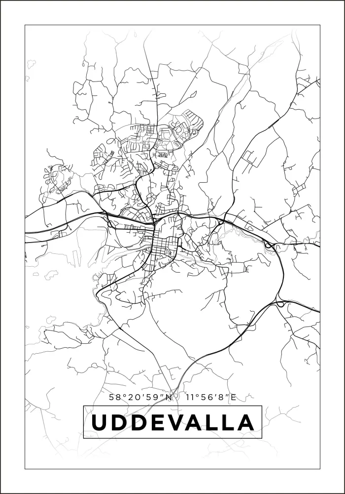 Mapa - Uddevalla - Cartaz Branco