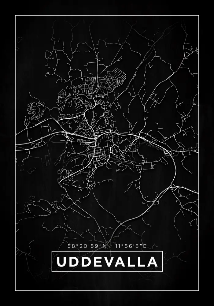 Mapa - Uddevalla - Cartaz Preto