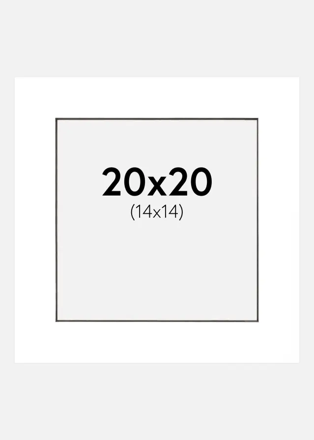 Passe-partout Branco (Bordo interior preto) 20x20 cm (14x14 cm)