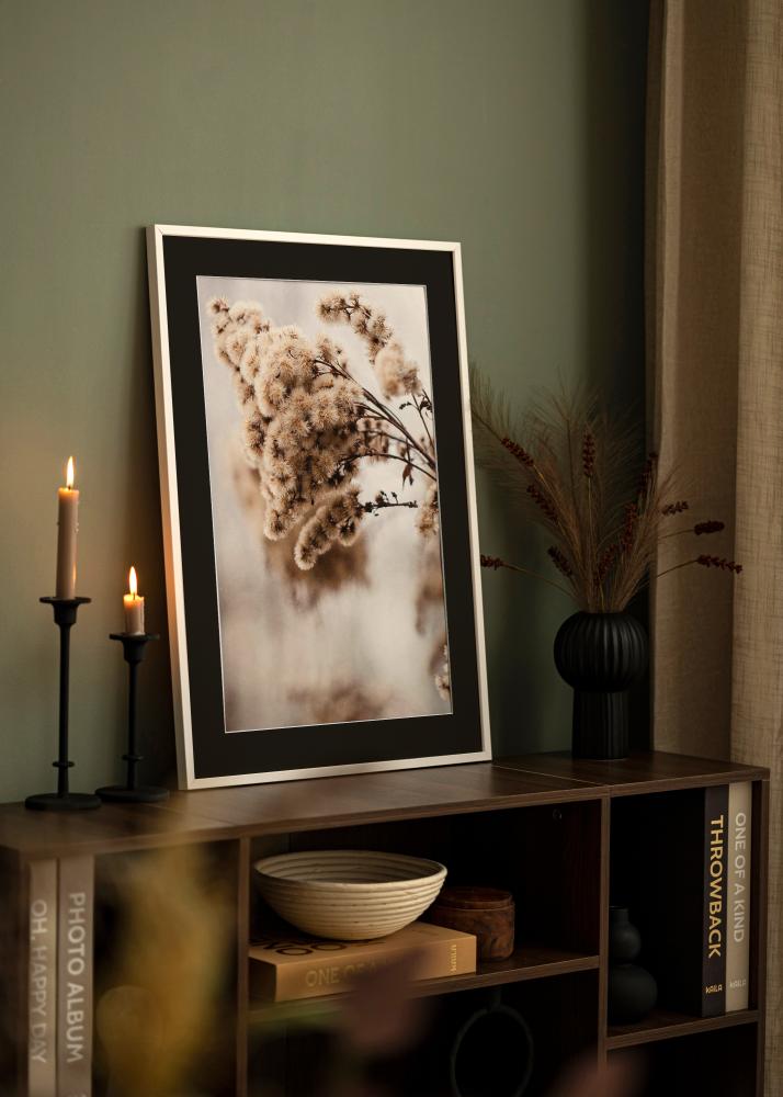 Moldura E-Line Branco 30x40 cm - Passe-partout Preto 20x28 cm