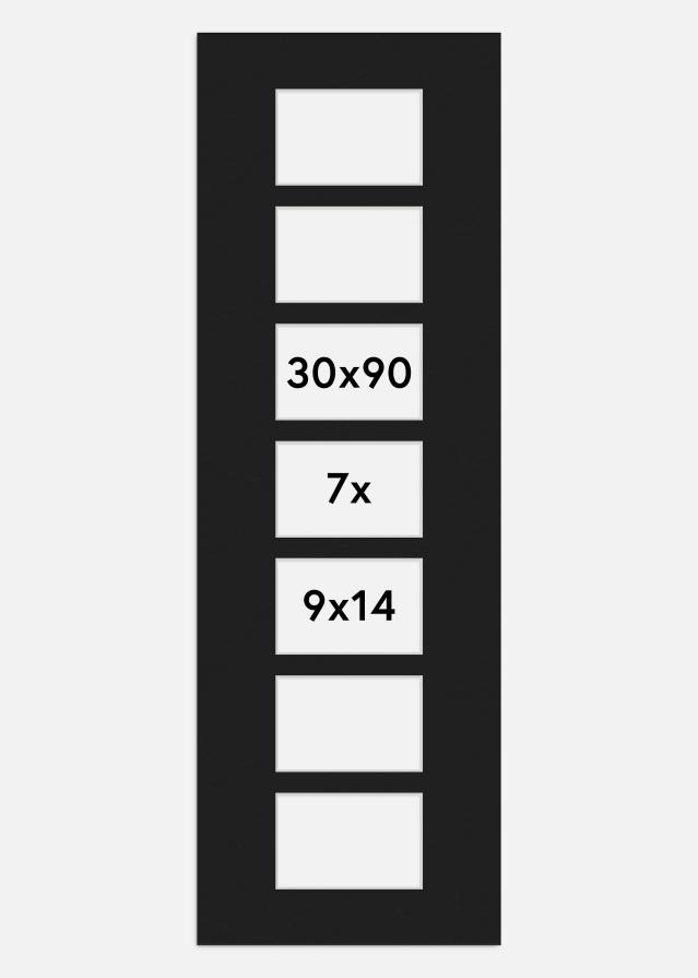 Passe-partout Preto 30x90 cm - Passe-partout para conjunto de 7 fotos (9x14 cm)