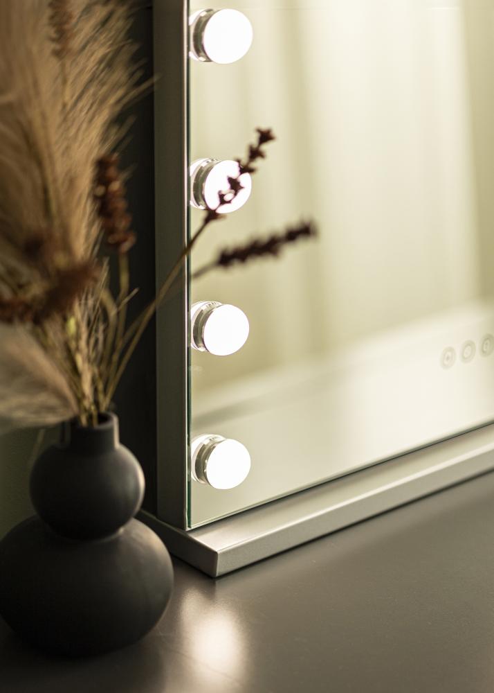 KAILA Espelho para toucador Base LED 14 Prateado 56x46 cm