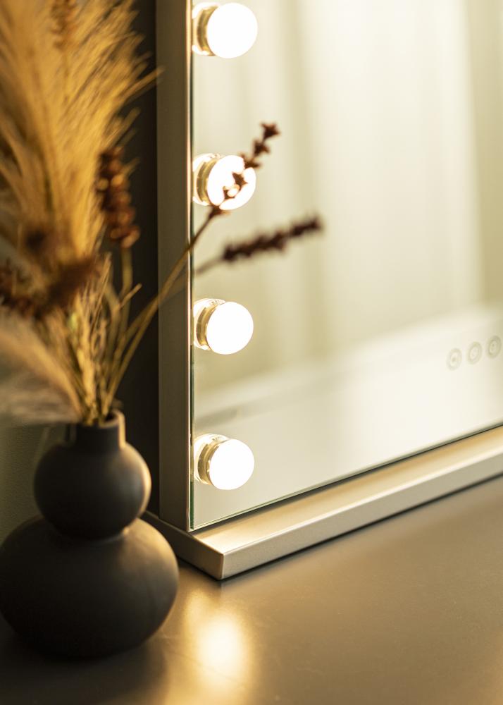 KAILA Espelho para toucador Base LED 14 Prateado 56x46 cm