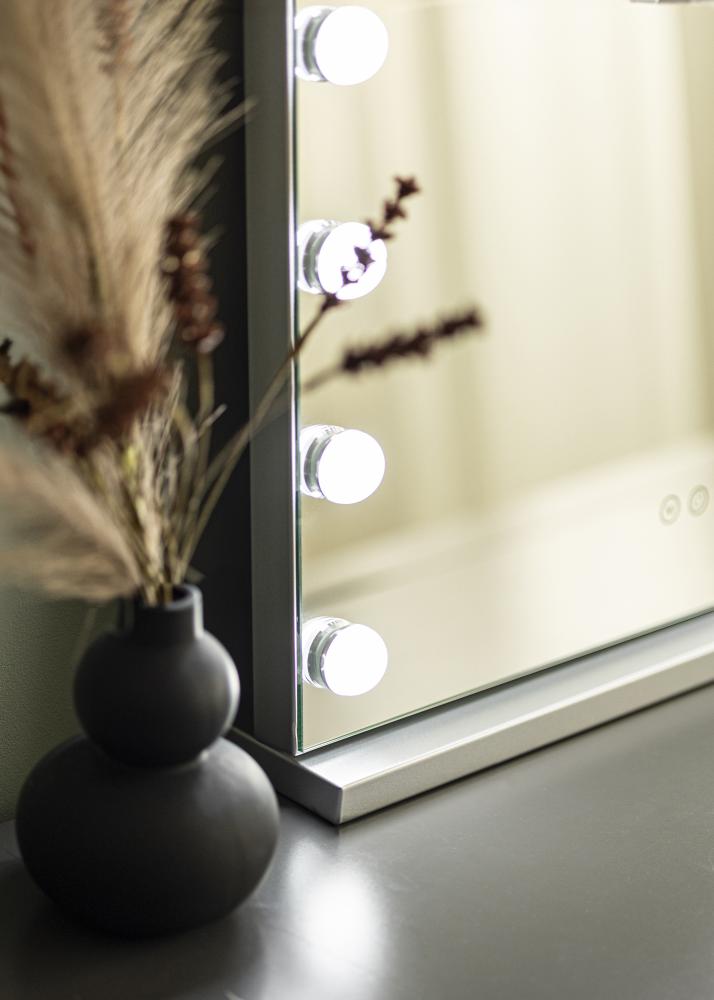 KAILA Espelho para toucador Base LED 14 Prateado 56x46 cm