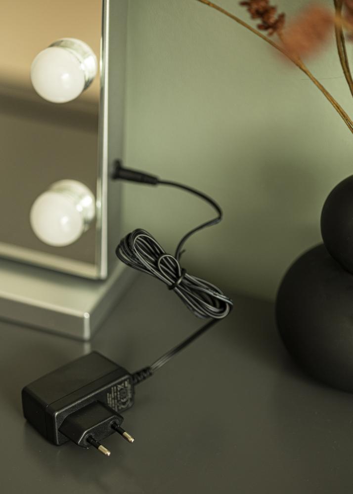 KAILA Espelho para toucador Base LED 14 Prateado 56x46 cm