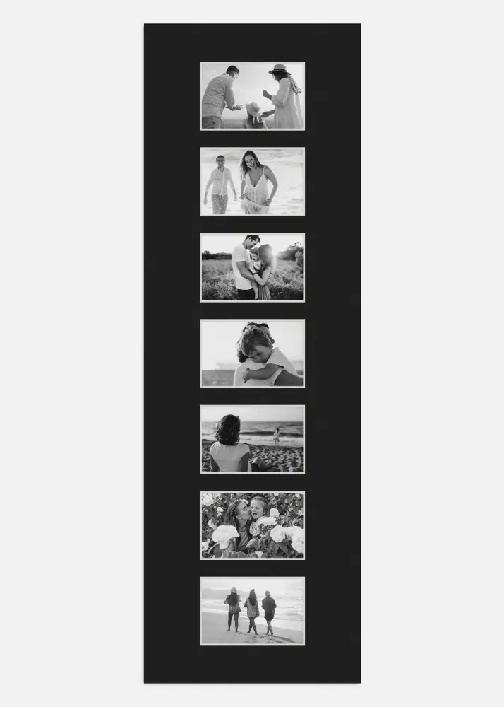 Passe-partout Preto 30x91 cm - Passe-partout para conjunto de 7 fotos (9x14 cm)