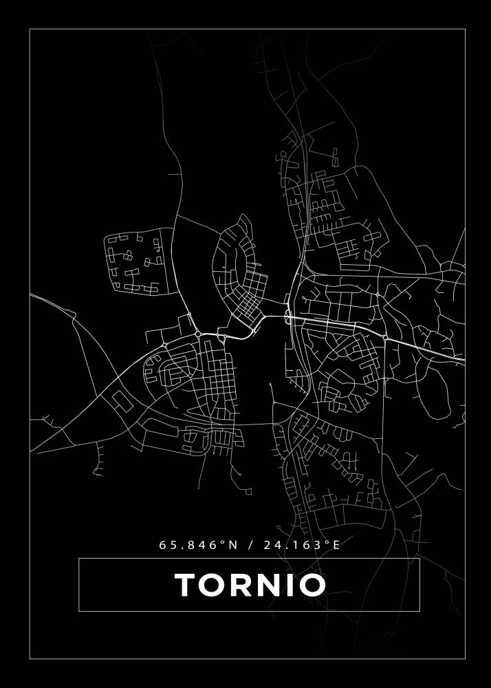 Mapa - Tornio - Cartaz Preto