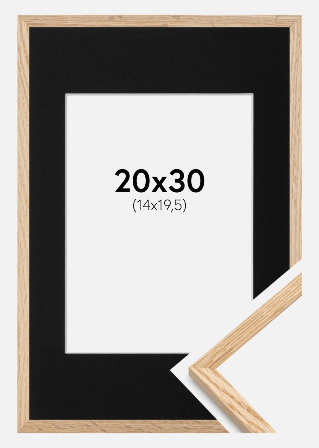 Moldura Carvalho Fino 20x30 cm - Passe-partout Preto 15x21 cm (A5)