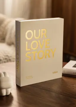 KAILA OUR LOVE story Creme - Coffee Table Photo Álbum (60 Preto Páginas)