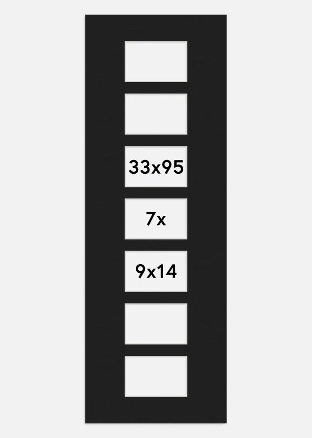 Passe-partout Preto 33x95 cm - Passe-partout para conjunto de 7 fotos (9x14 cm)