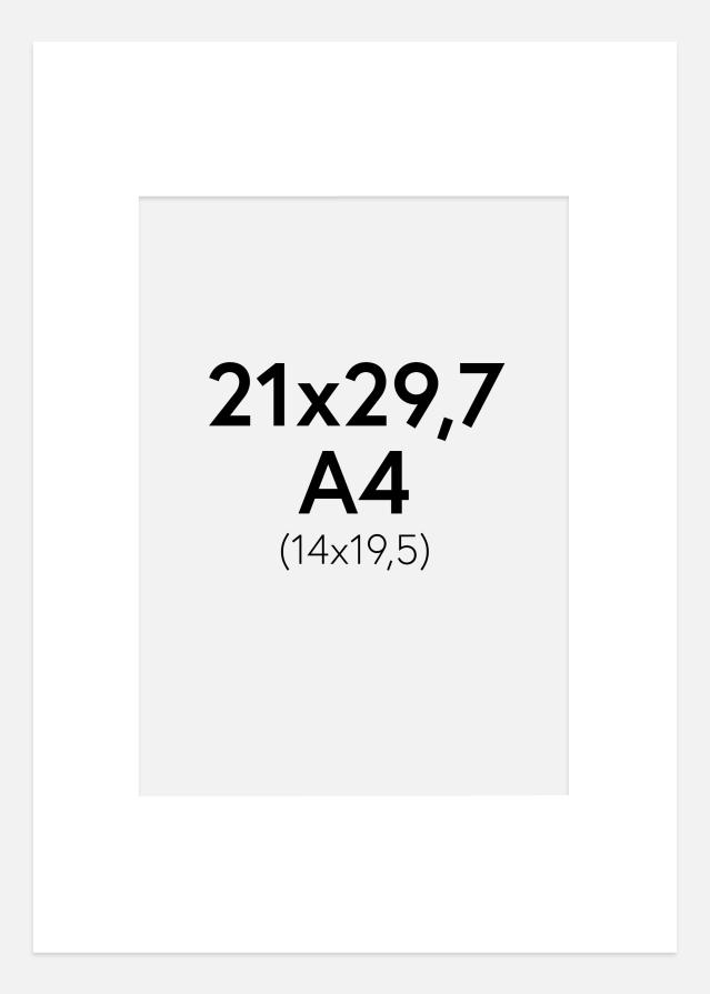 Passe-partout Branco puro (Bordo interior branco) A4 21x29,7 cm (14x19,5 cm)