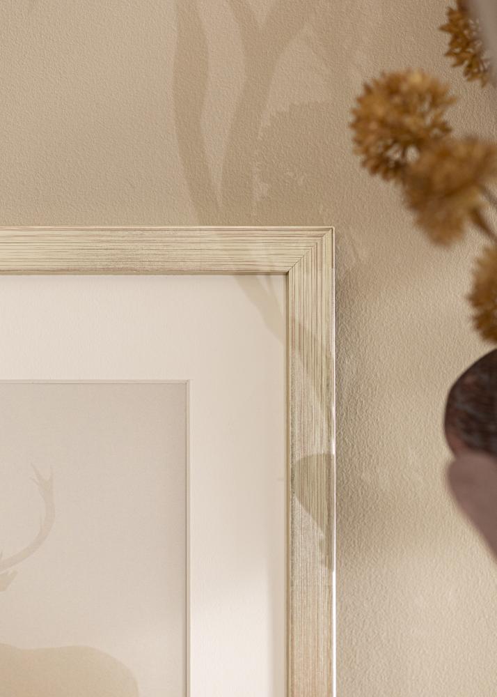 Moldura Prateado Wood Vidro acrílico 33x95 cm