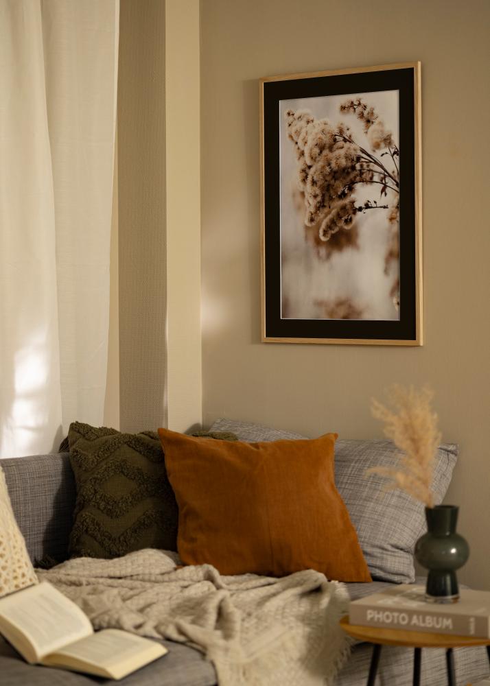 Moldura Edsbyn Carvalho 40x60 cm - Passe-partout Preto 30x50 cm