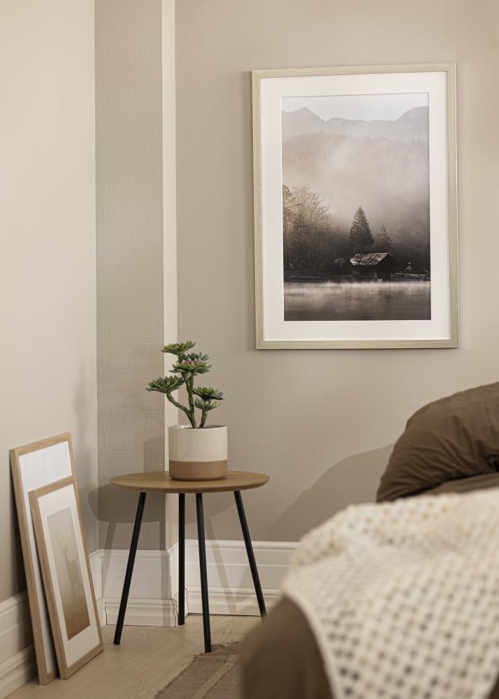 Moldura Prateado Wood Vidro acrílico 33x95 cm