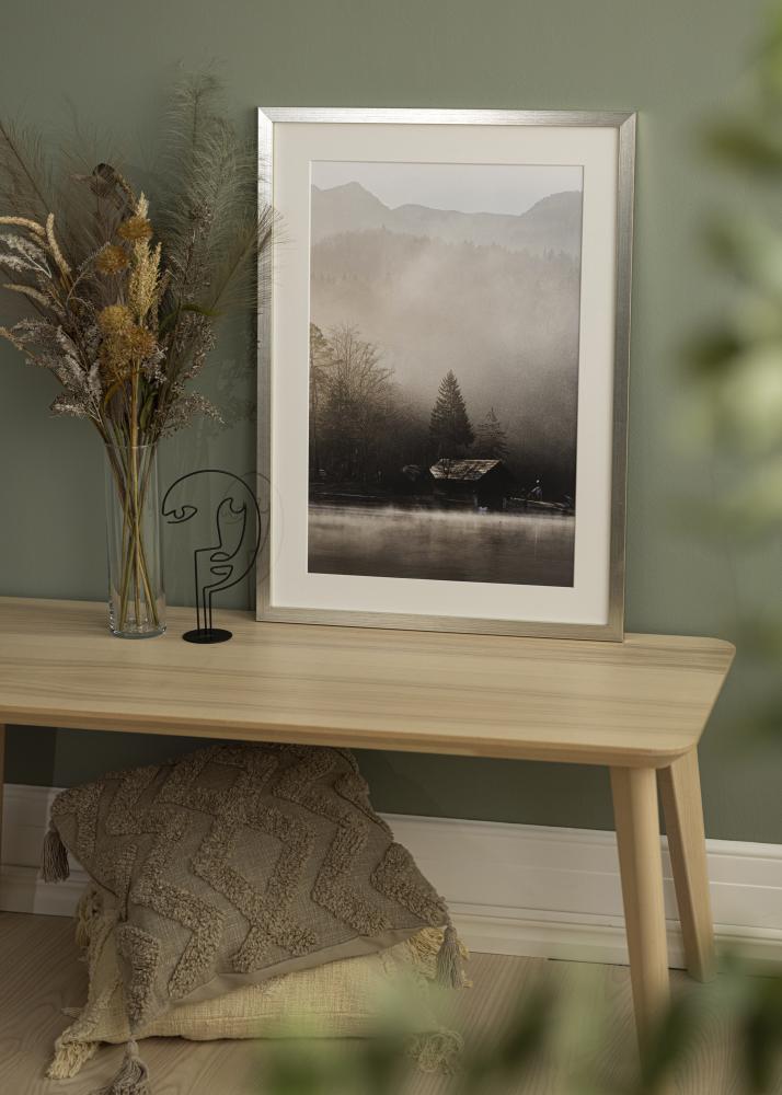 Moldura Prateado Wood Vidro acrílico 33x95 cm