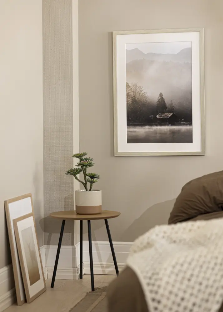 Moldura Silver Wood 50x70 cm - Passe-partout Branco 33x56 cm