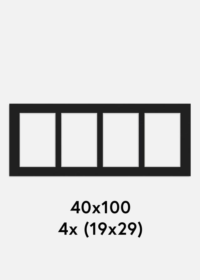 Passe-partout Preto 40x100 cm - Passe-partout p/ conjunto de 4 fotos (19x29 cm)