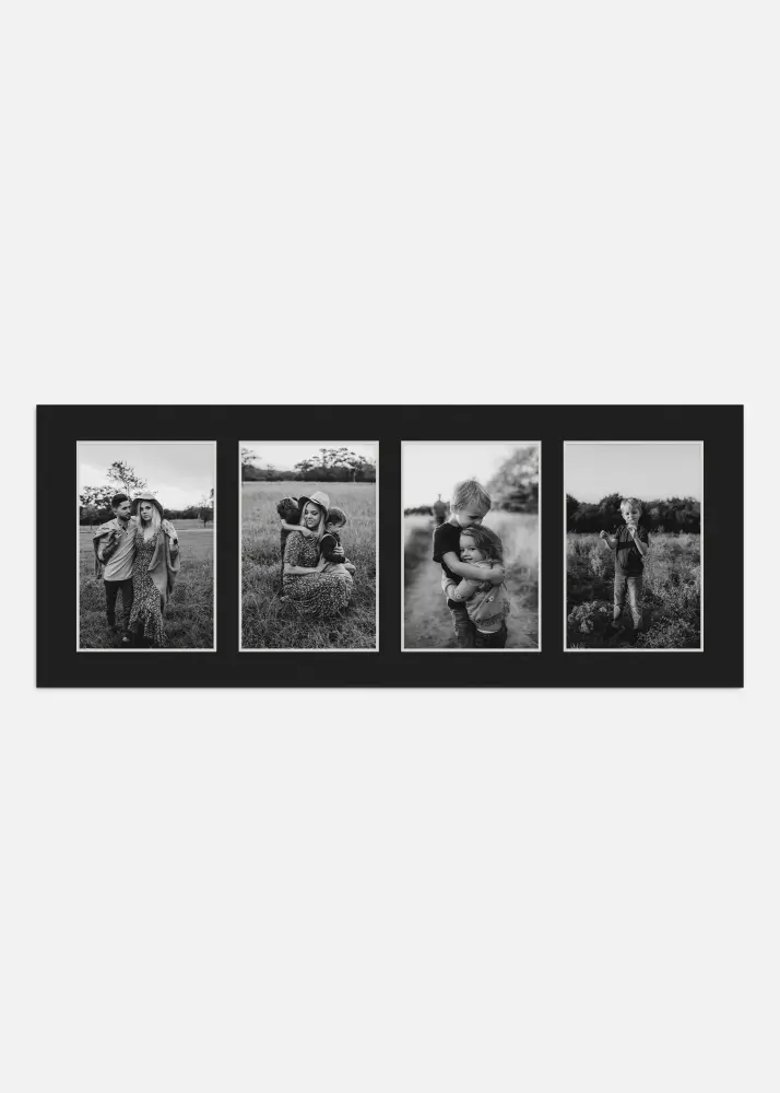 Passe-partout Preto 40x100 cm - Passe-partout p/ conjunto de 4 fotos (19x29 cm)