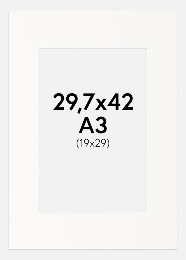 Passe-partout Antique White (Bordo interior branco) 29,7x42 cm (19x29)