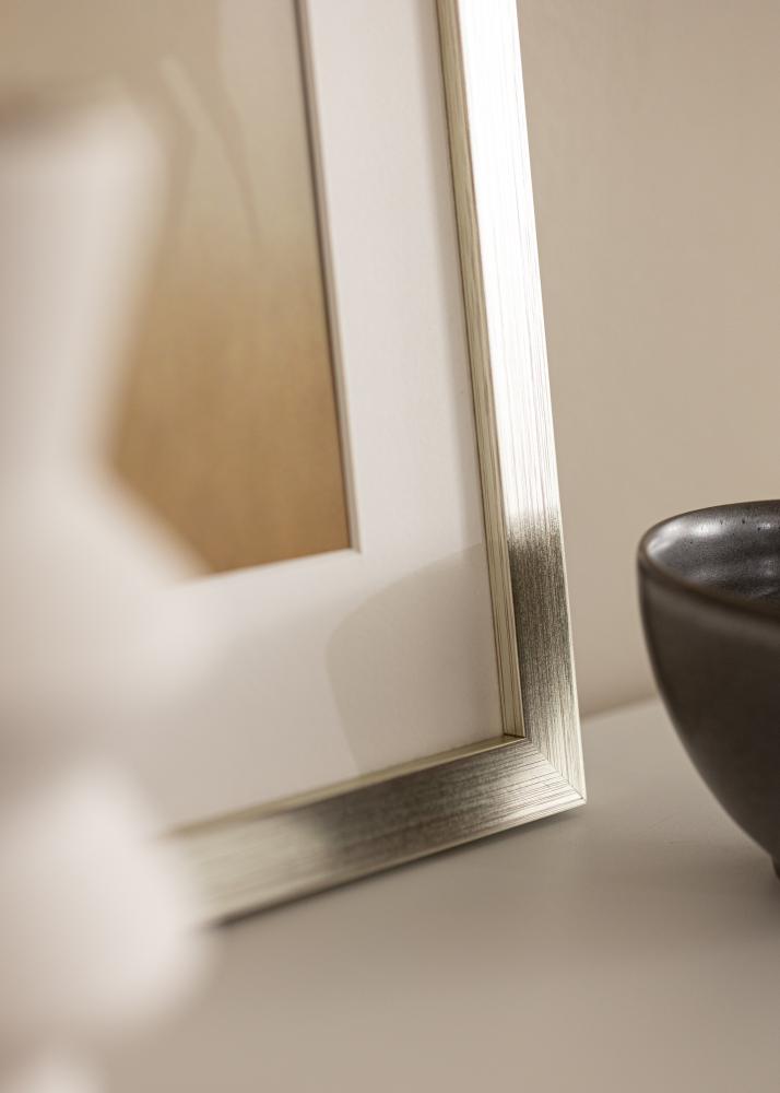 Moldura Prateado Wood Vidro acrílico 33x95 cm