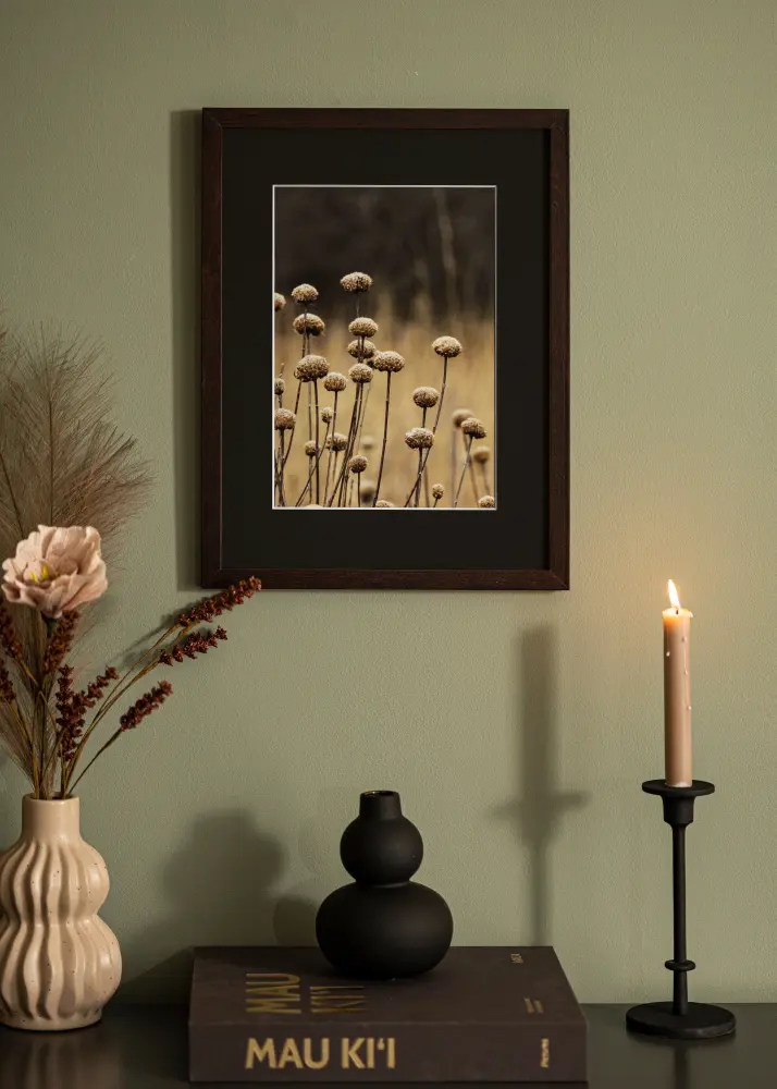 Moldura Selection Nogueira 42x59,4 cm (A2) - Passe-partout Preto 25x38 cm