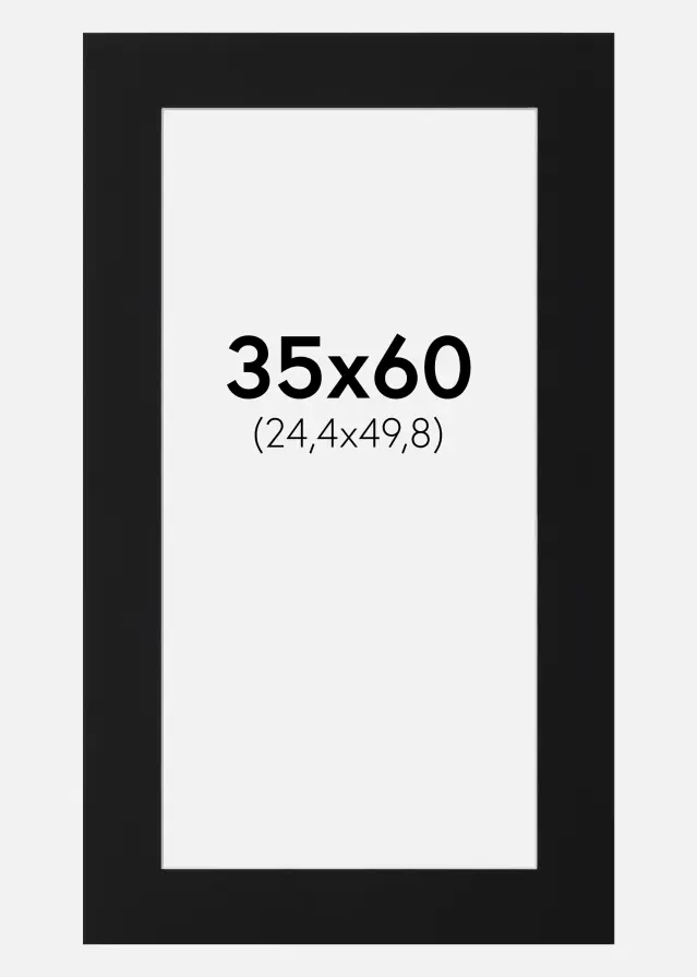 Passe-partout Preto Padrão (Bordo interior branco) 35x60 cm (24,4x49,8)