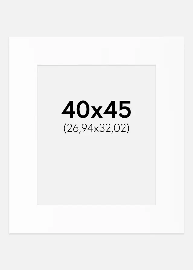 Passe-partout Branco Padrão (Bordo interior branco) 40x45 cm (26,94x32,02)