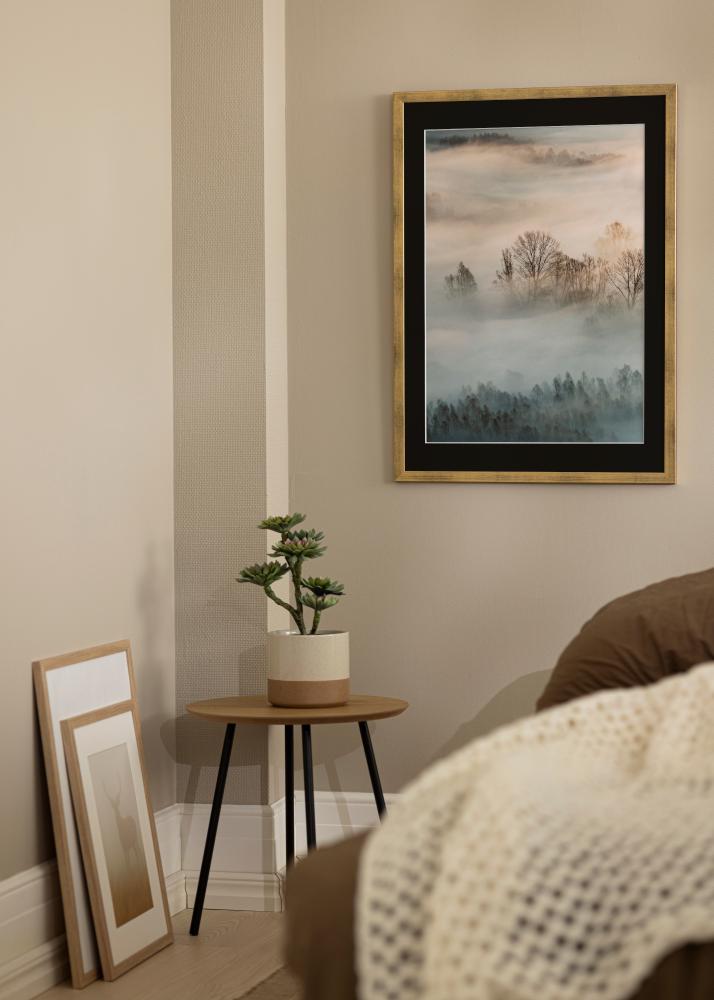 Moldura Stilren Dourado 50x60 cm - Passe-partout Preto 37x46 cm