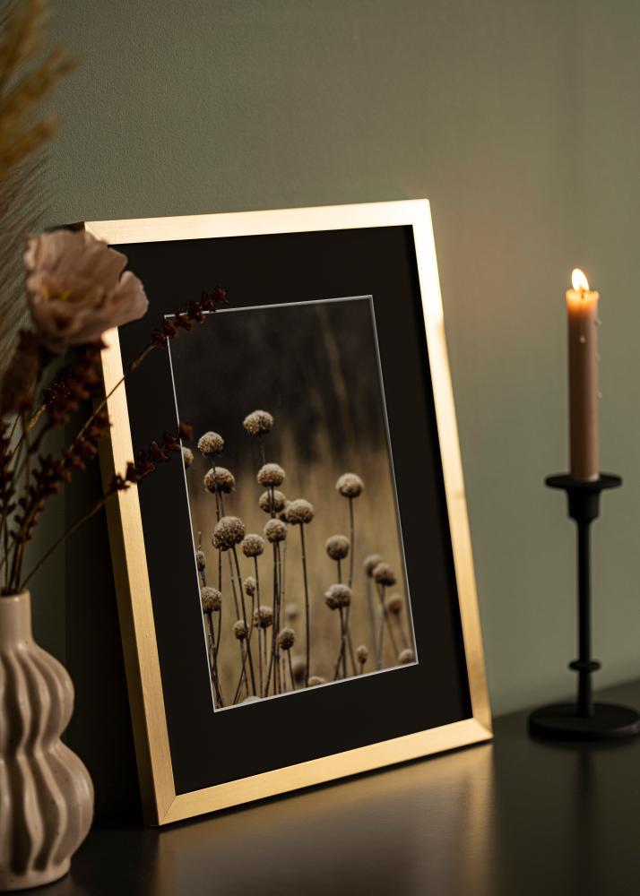 Moldura Selection Dourado 30x40 cm - Passe-partout Preto 21x29,7 cm (A4)