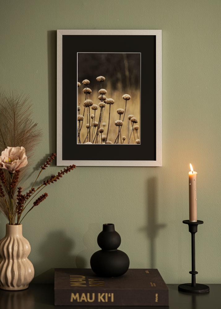 Moldura Selection Prateado 13x18 cm - Passe-partout Preto 9x12 cm