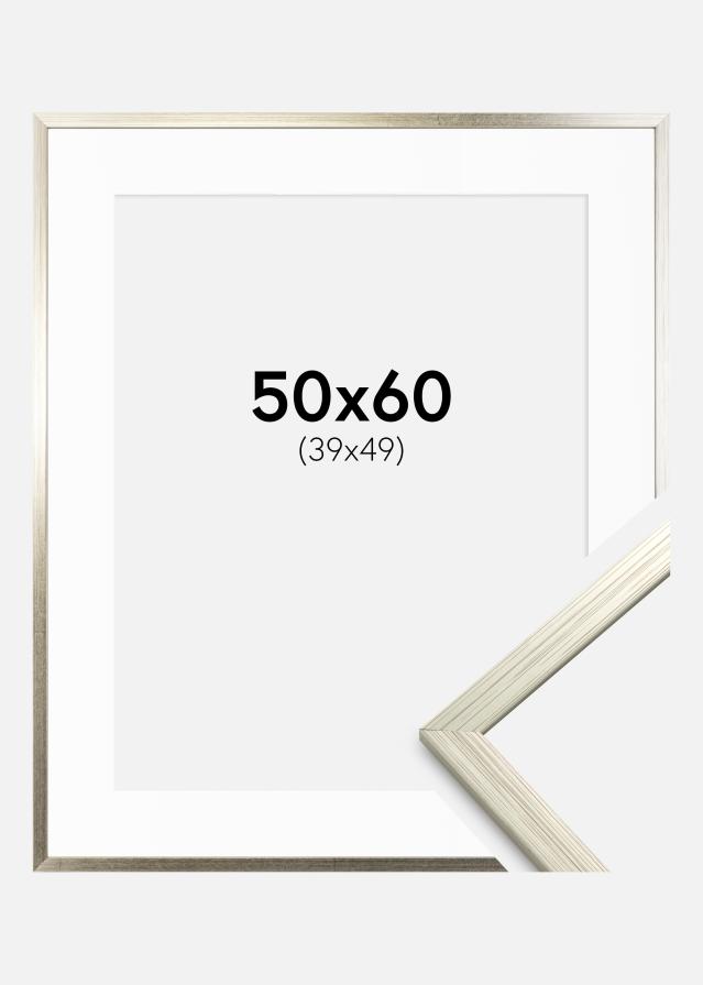 Moldura Edsbyn Prateado 50x60 cm - Passe-partout Branco 40x50 cm